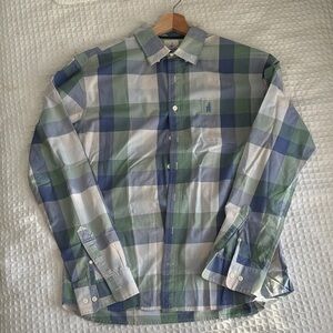 johnnie-O Blue and Green Checkered Shirt